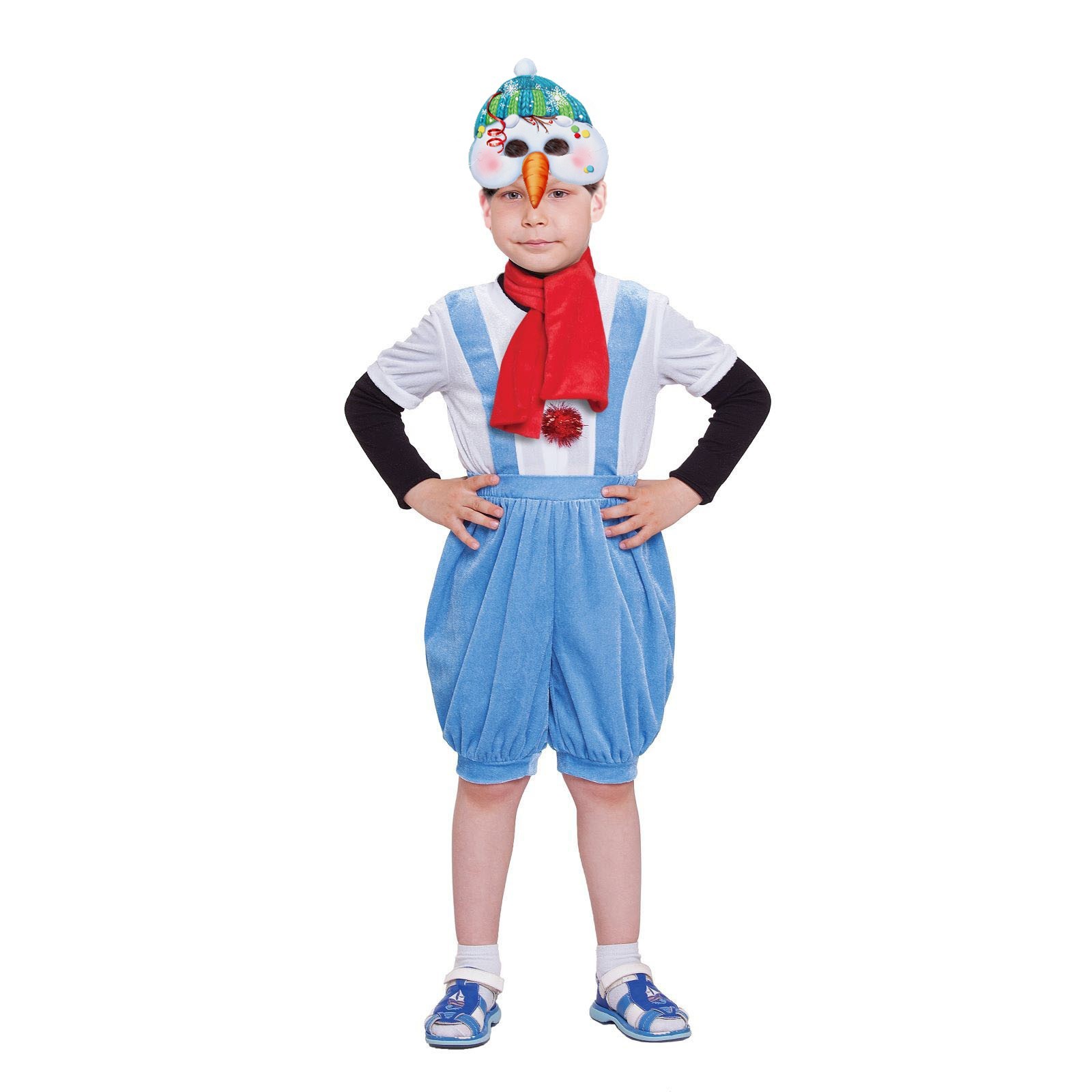 Карнавальный костюм Страна Карнавалия Снеговик, Белый, 104 карнавальный костюм batik 4011 к 18 снеговик крош белый голубой 110