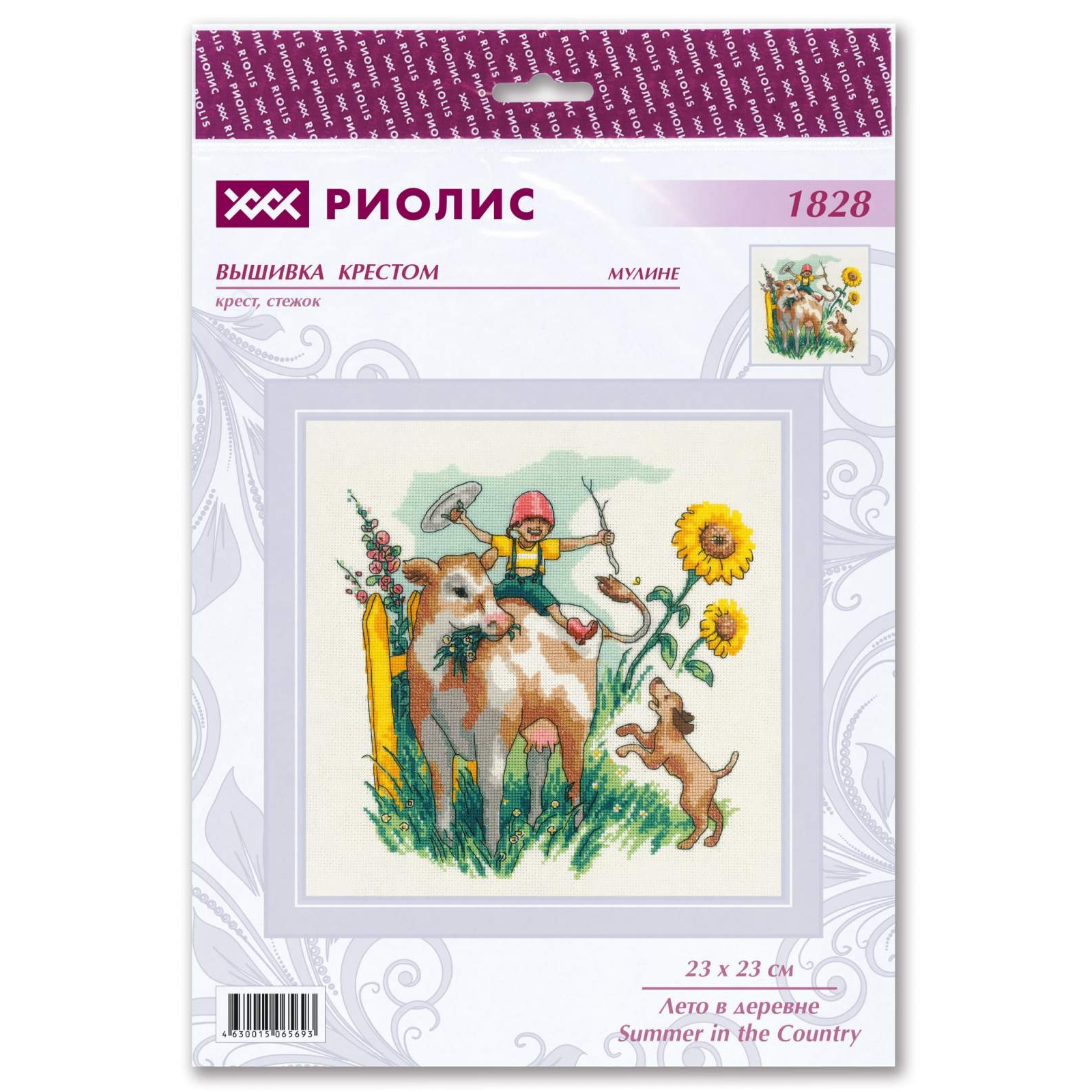 фото Набор вышивки крестом riolis "лето в деревне", 23х23 см, арт. 1828