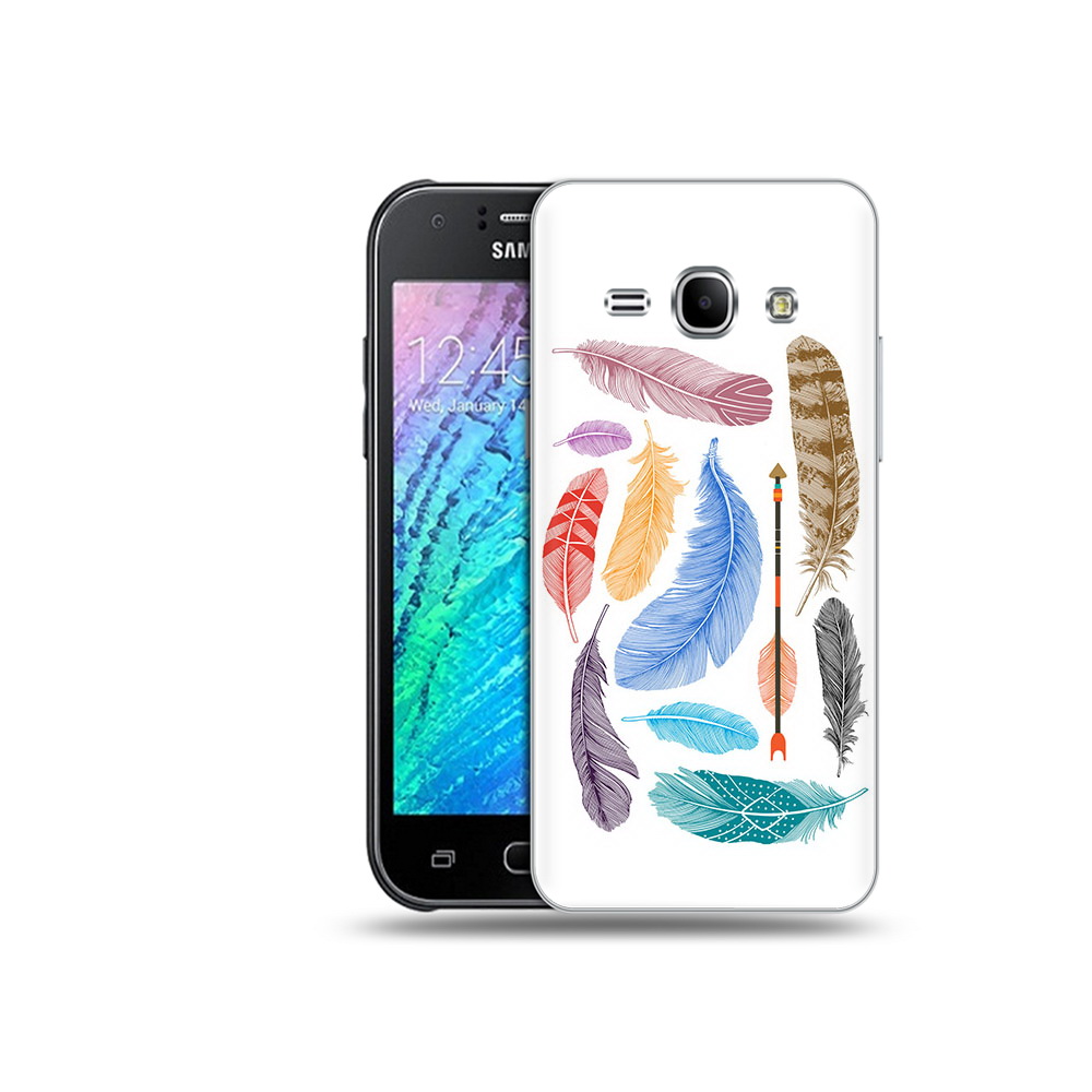 

Чехол MyPads Tocco для Samsung Galaxy J1 разноцветные перья (PT26162.569.572), Прозрачный, Tocco