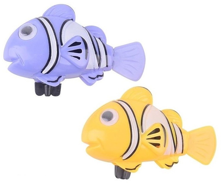 Игрушка заводная для ванной Junfa toys Рыбки Потеша 2 шт. (фиолетовая и желтая) ZY883005 игрушка кольцо плавающее большое зооник 24 5 см пластикат желтая