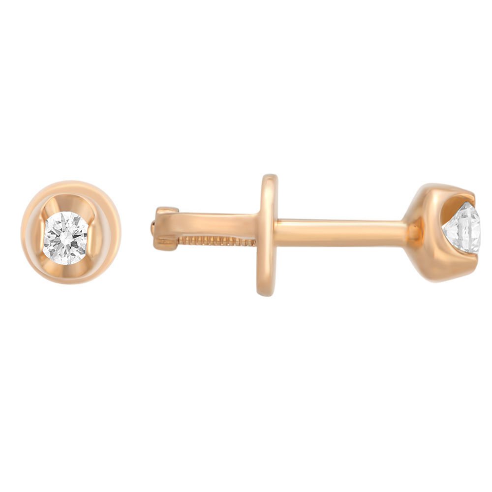 

Серьги пусеты из красного золота 585Gold 102004023, бриллиант, 102004023