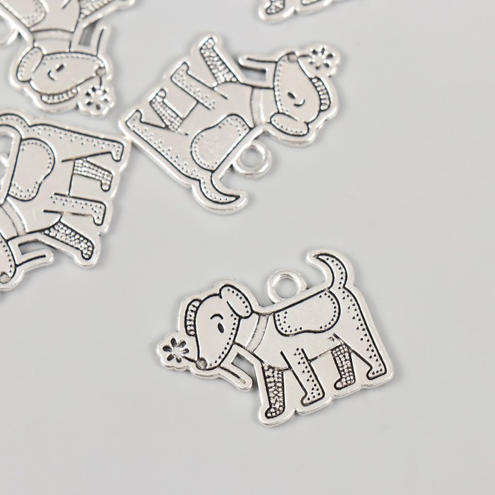 

Декор металл для творчества Арт Узор, Пёсик с ромашкой, 1,9х2,5 см 5 шт, Серебристый