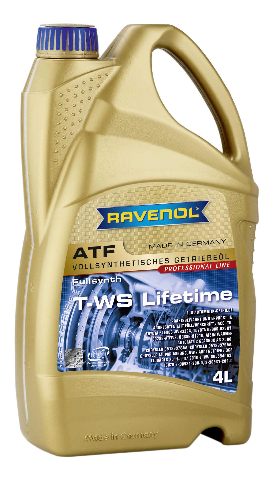 фото Трансмиссионное масло ravenol atf t-ws lifetime 4л 1211106-004-01-999