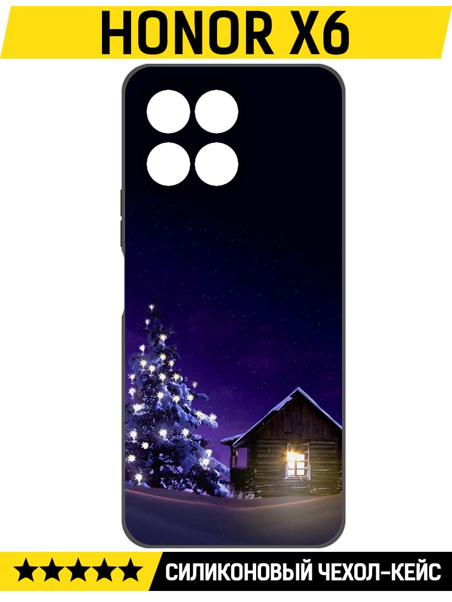

Чехол-накладка Софт Зимний домик для Honor X6, Черный