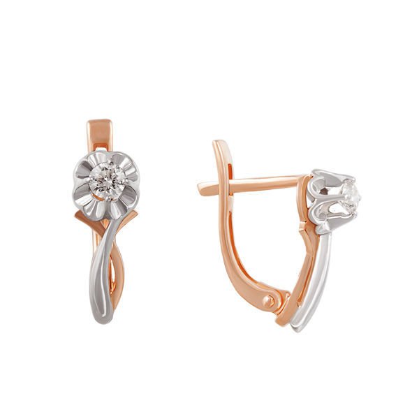 

Серьги из красного золота 585Gold 102000274, бриллиант, 102000274