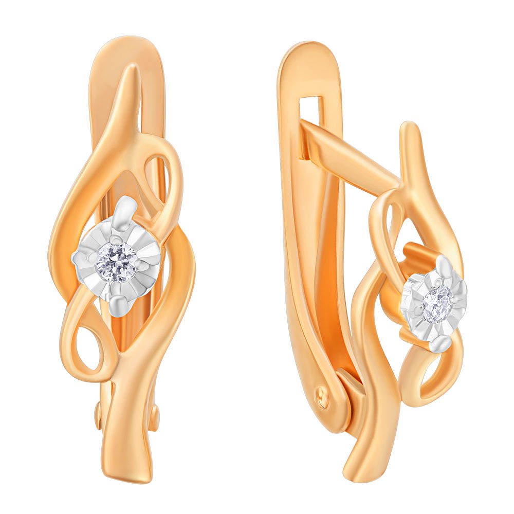 

Серьги из красного золота 585Gold 102002322, бриллиант, 102002322