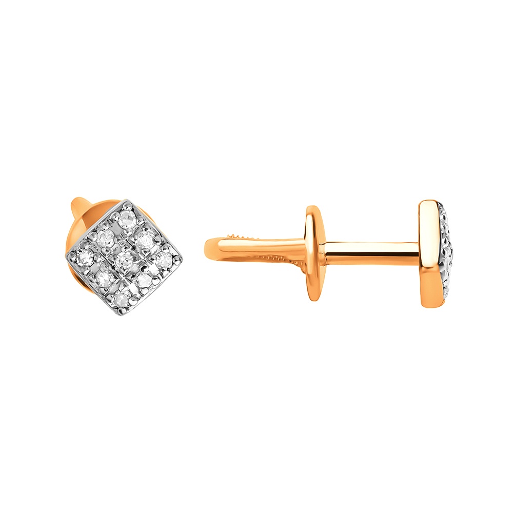 

Серьги пусеты из красного золота 585Gold 102006390, бриллиант, 102006390