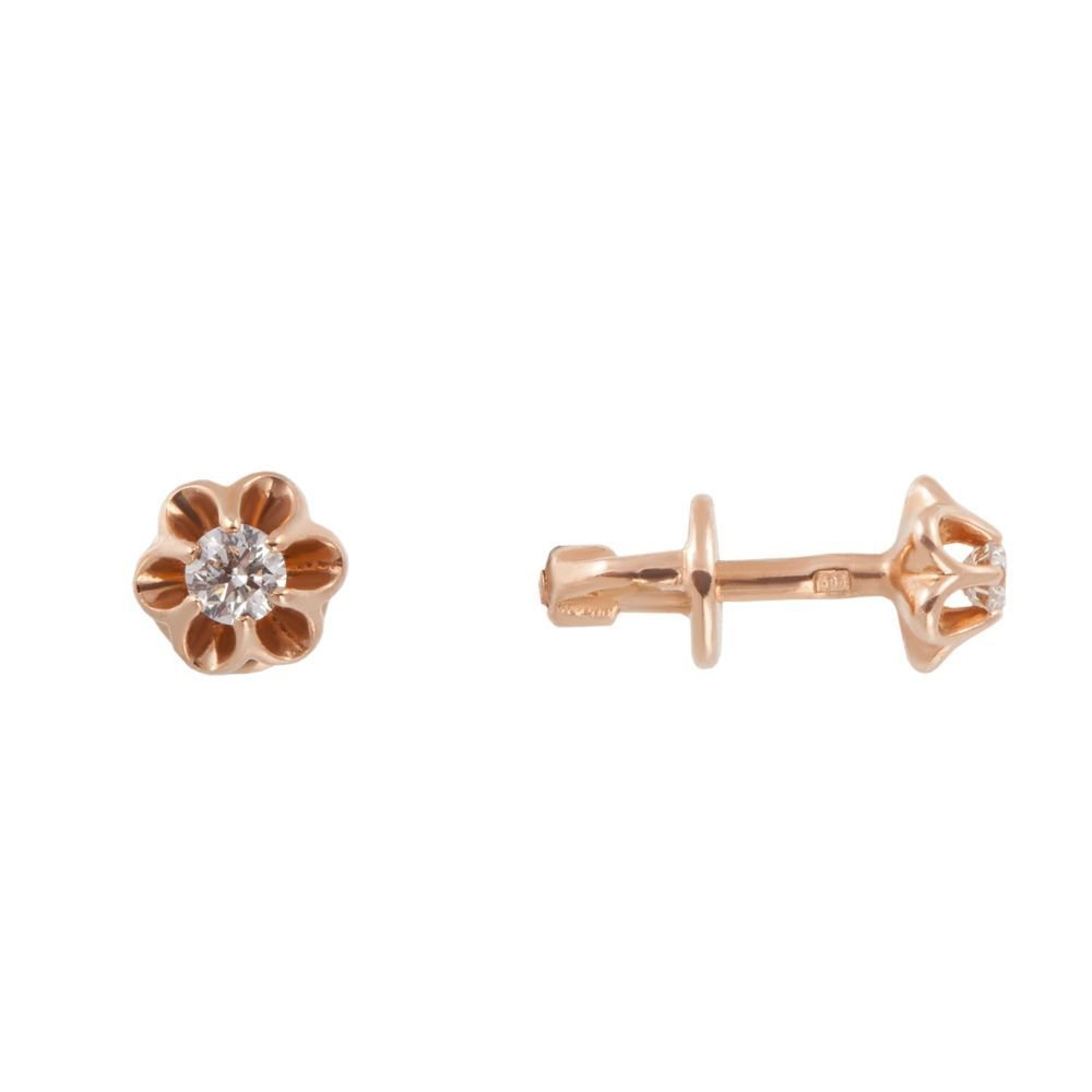 

Серьги пусеты из красного золота 585Gold 102003395, бриллиант, 102003395