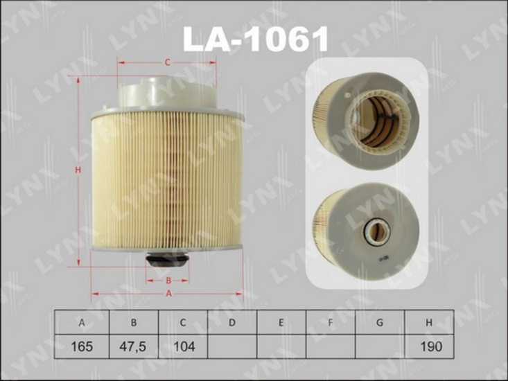 

Фильтр воздушный двигателя LYNXauto LYNXauto_LA1061, LA1061