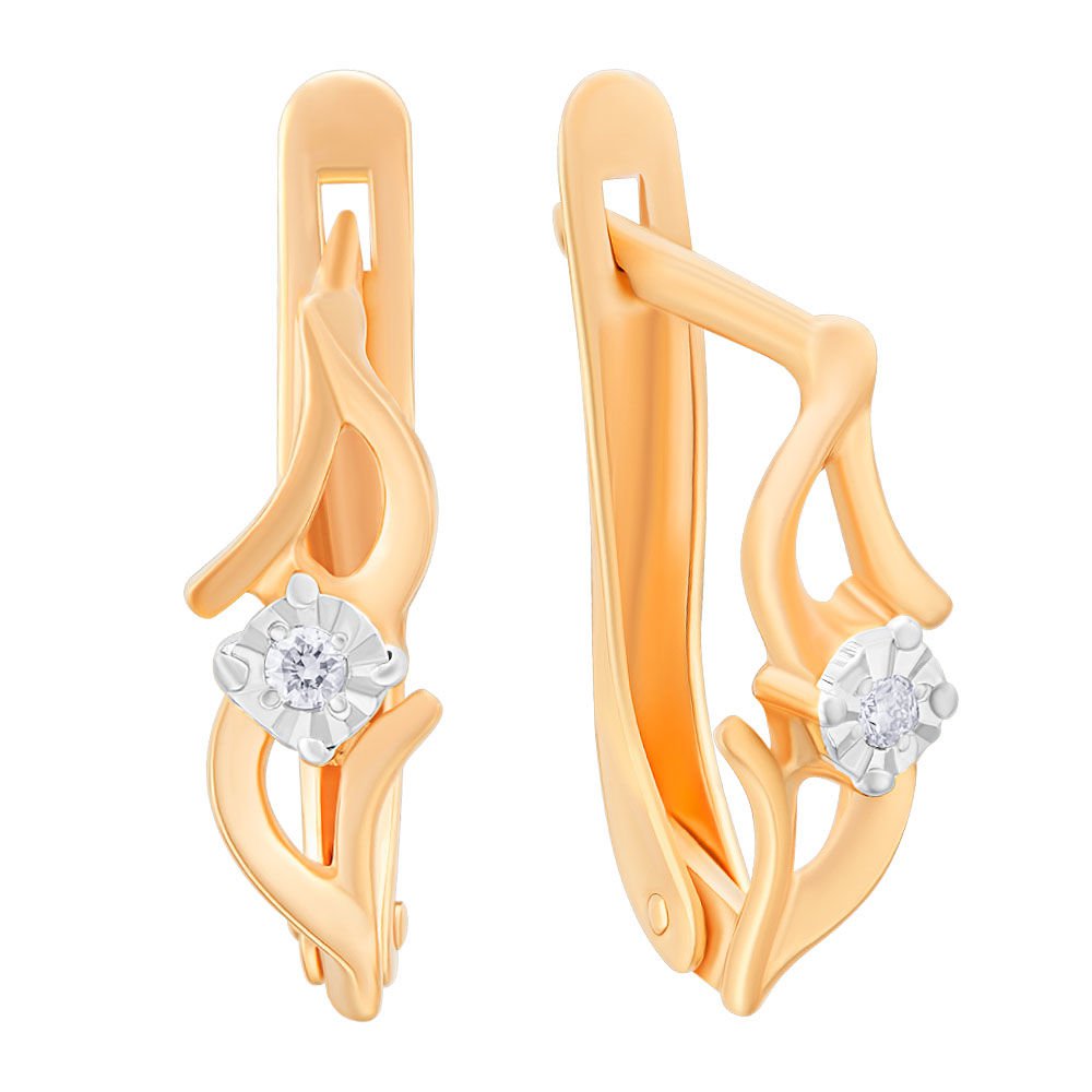 

Серьги из красного золота 585Gold 102004206, бриллиант, 102004206