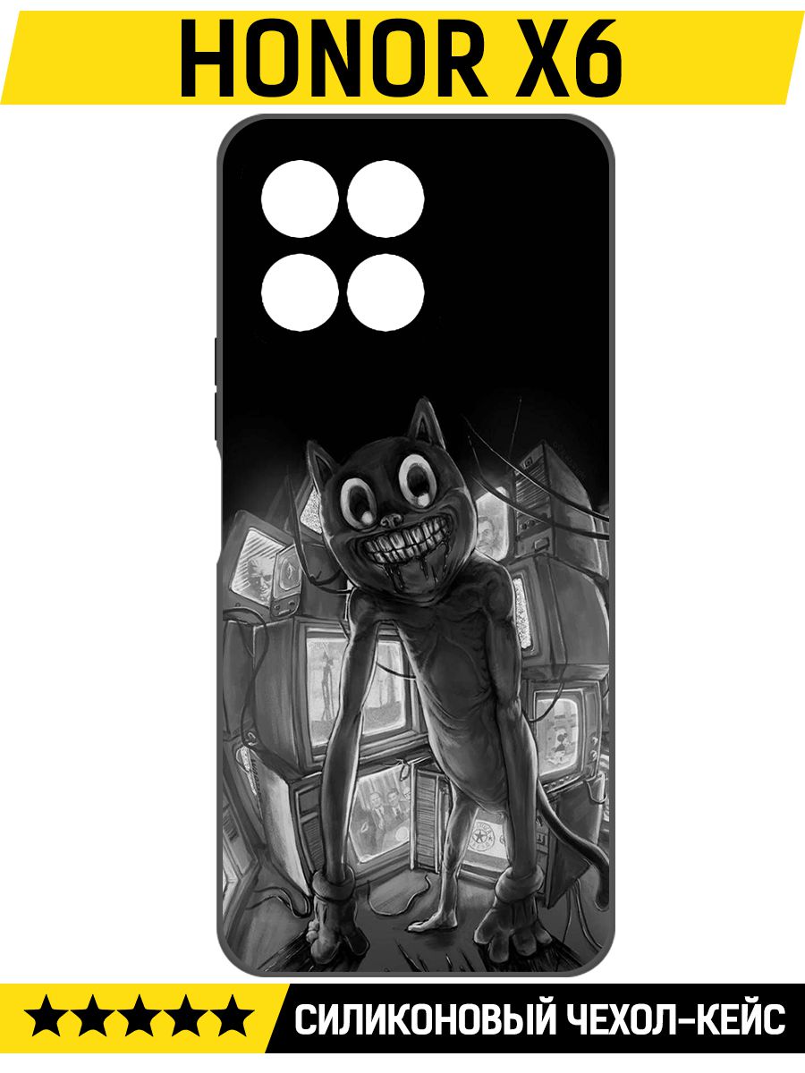 

Чехол-накладка Софт Хаги Ваги - Картун Кэт для Honor X6, Черный