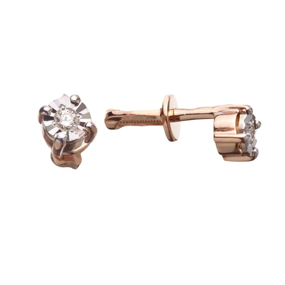 

Серьги пусеты из красного золота 585Gold 102004212, бриллиант, 102004212