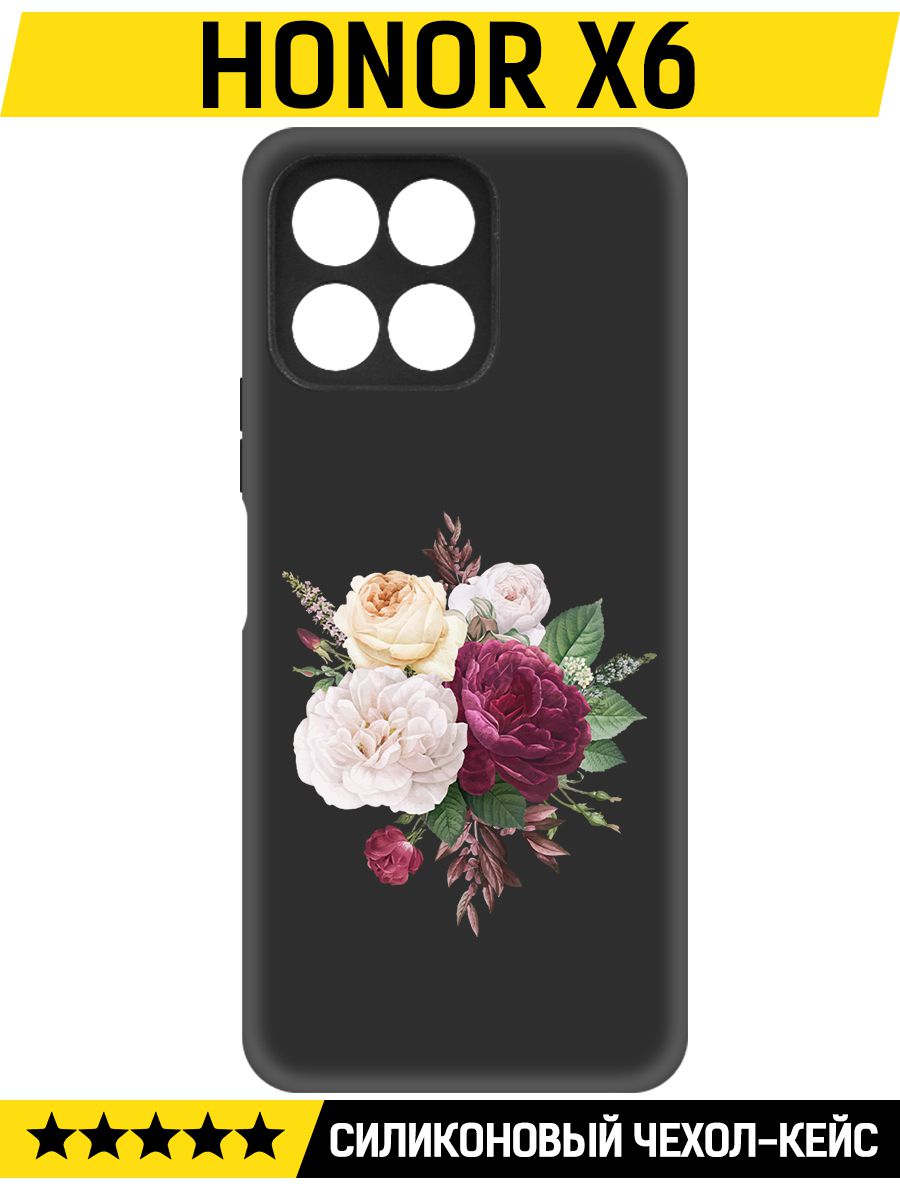 

Чехол-накладка Софт Цветочная композиция для Honor X6, Черный