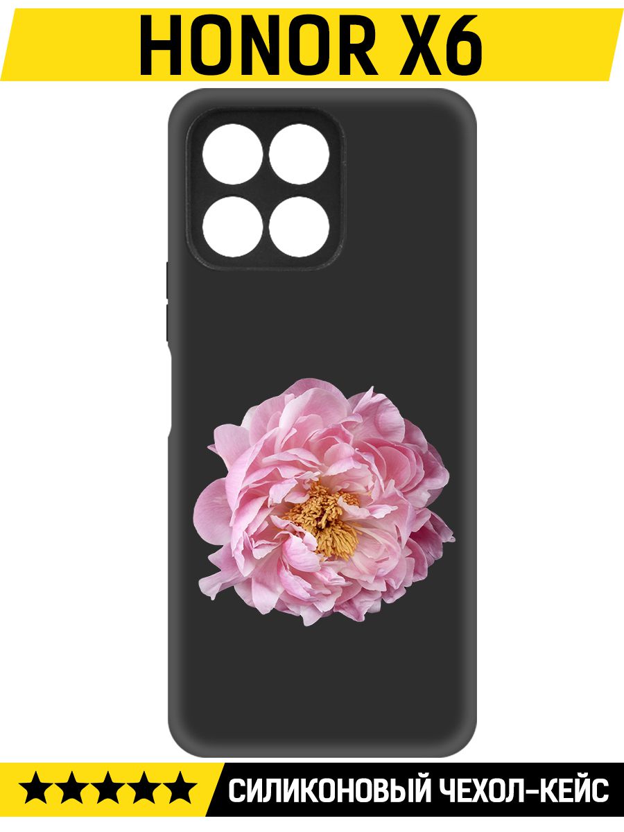 

Чехол-накладка Софт Розовый пион для Honor X6, Черный