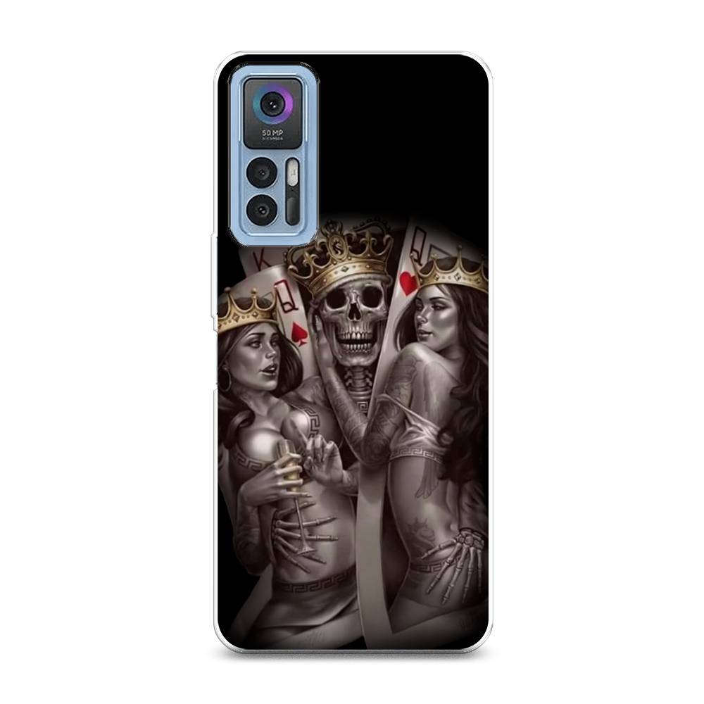 

Чехол на TCL 30 "Карты король и королевы", Серый;желтый, 290950-6