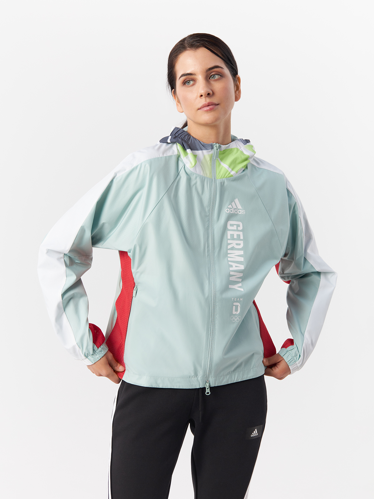 Ветровка Adidas для женщин, на молнии, FS0074, Grntnt, 42