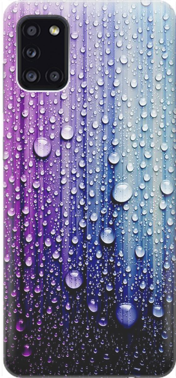 

Силиконовый чехол на Samsung Galaxy A31 "Капли на голубом", Голубой;фиолетовый, 1534