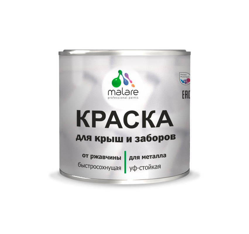 фото Краска malare для металлического забора, матовый, белый, 1,25 кг.