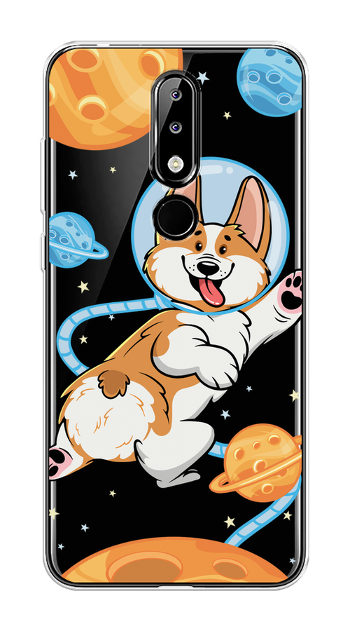 

Чехол на Nokia 5.1 Plus (X5) "Корги-космонавт", Голубой;бежевый;белый, 121950-1