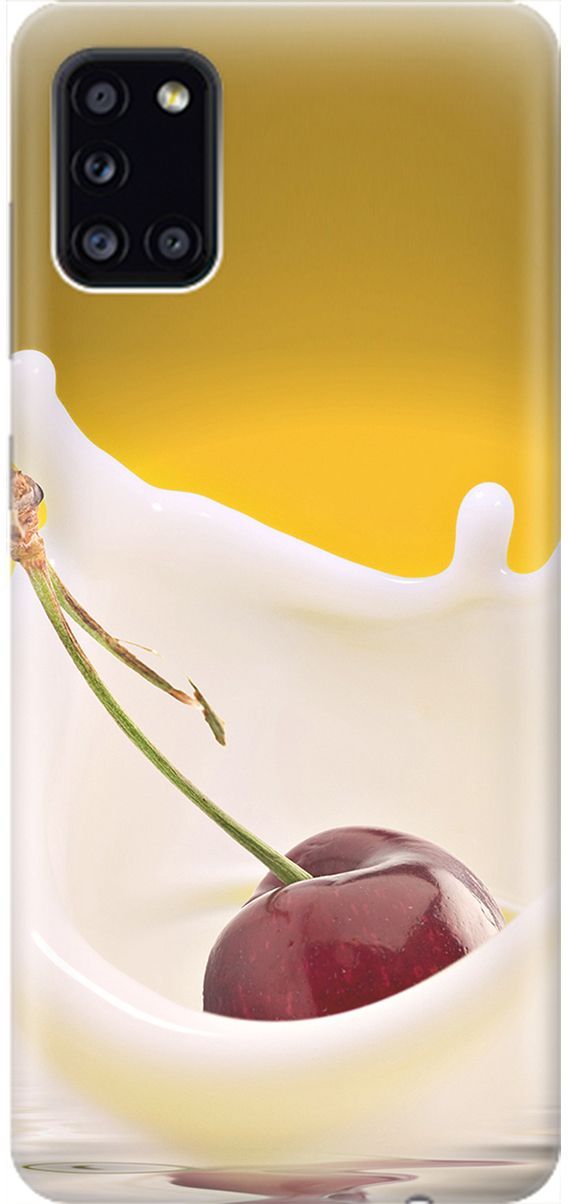 

Силиконовый чехол на Samsung Galaxy A31 "Ягода в молоке", Белый;желтый, 1970