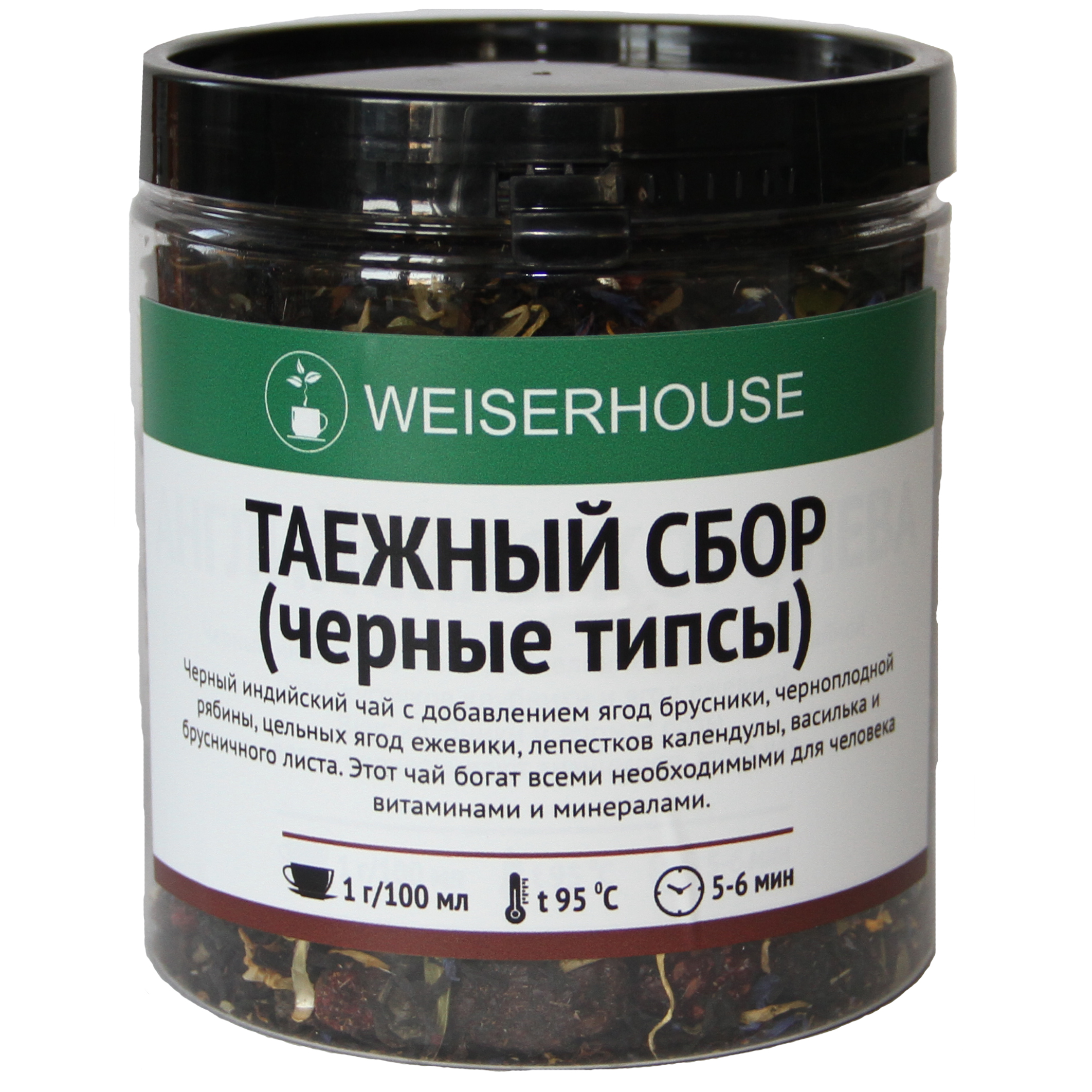 Чай Weiserhouse Таежный Сбор черные типсы подарочной банке, 125 г