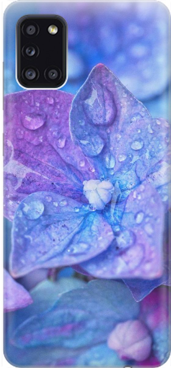 

Силиконовый чехол на Samsung Galaxy A31 "Голубой цветочек", Голубой;фиолетовый, 1534