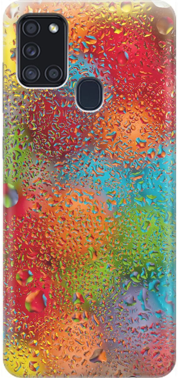 

Чехол на Samsung Galaxy A21s "Капли и разноцветные шары", Голубой;зеленый, 1533