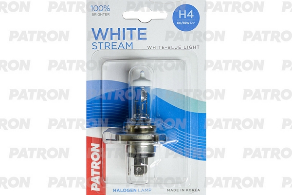 Лампа Галогенная Блистер 1Шт H4 12V 60/55W 3800K P43t-38 White Stream (+100% Яркости, Ярки