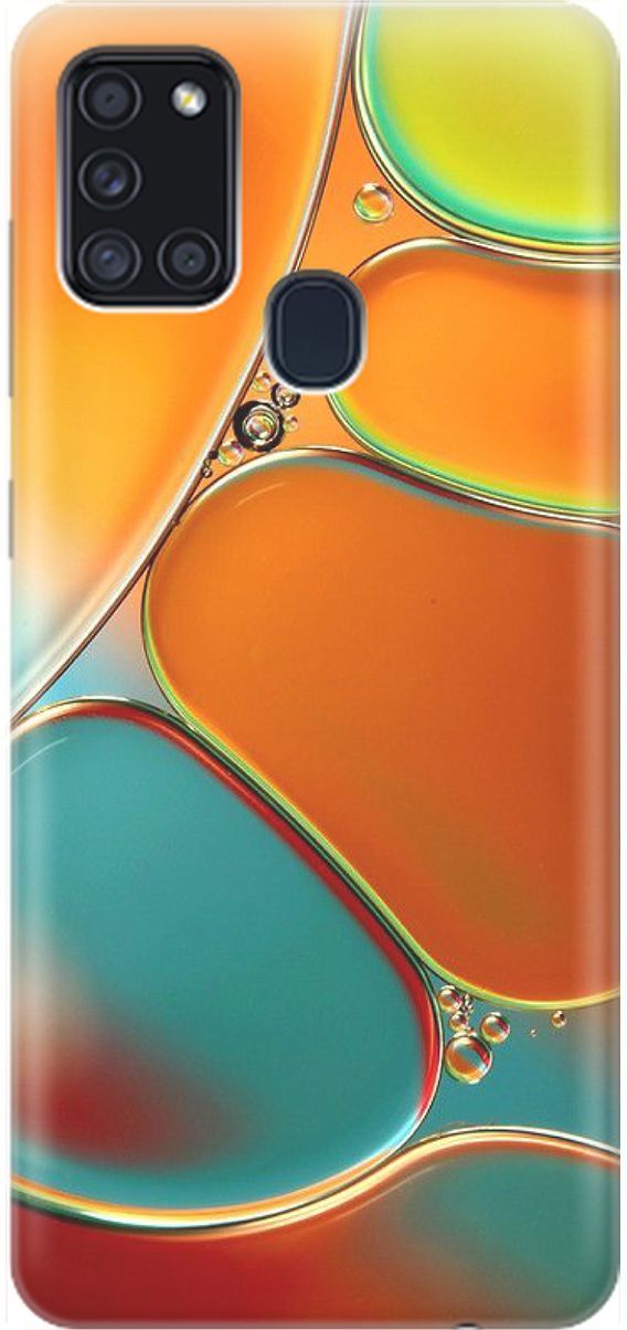 

Силиконовый чехол на Samsung Galaxy A21s "Разноцветные пузырьки", Голубой;оранжевый, 1533