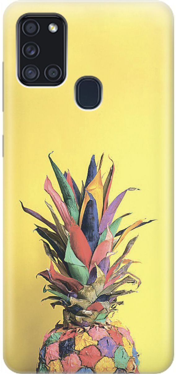 

Силиконовый чехол на Samsung Galaxy A21s "Ананас на желтом", Желтый;синий, 1533