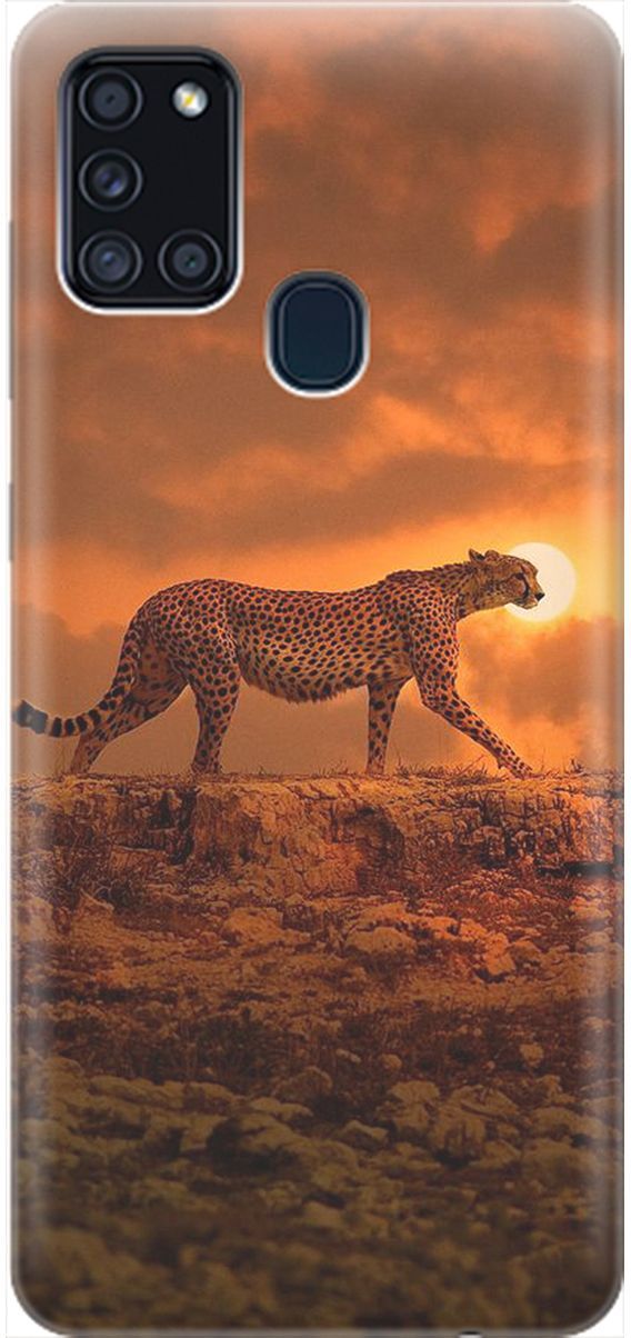 

Силиконовый чехол на Samsung Galaxy A21s "Закатный гепард", Коричневый;оранжевый, 1969
