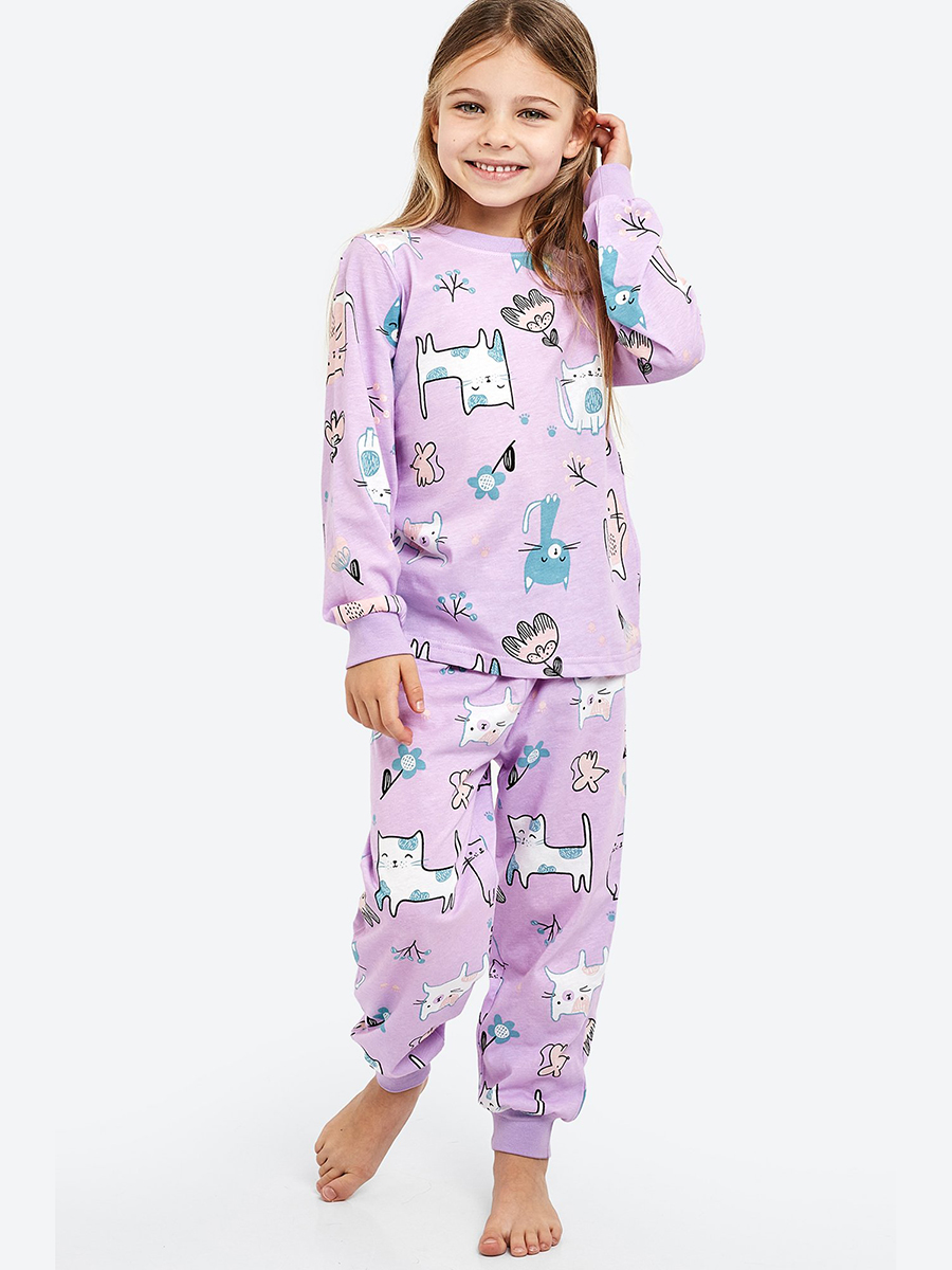 Пижама детская HappyFox HF00301, сиреневый, 110 kogankids пижама кофта с длинным рукавом и штаны