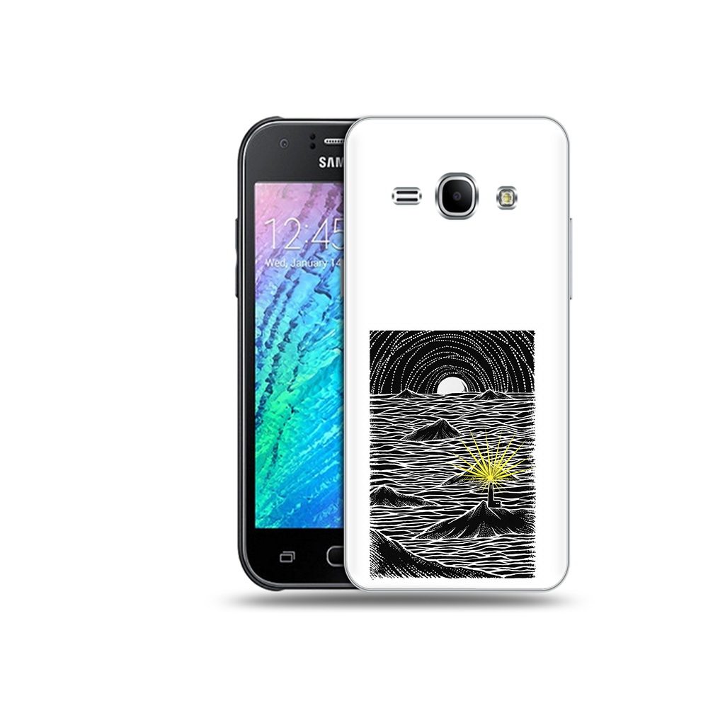 

Чехол MyPads Tocco для Samsung Galaxy J1 маяк в черно белом море (PT26162.569.460), Прозрачный, Tocco