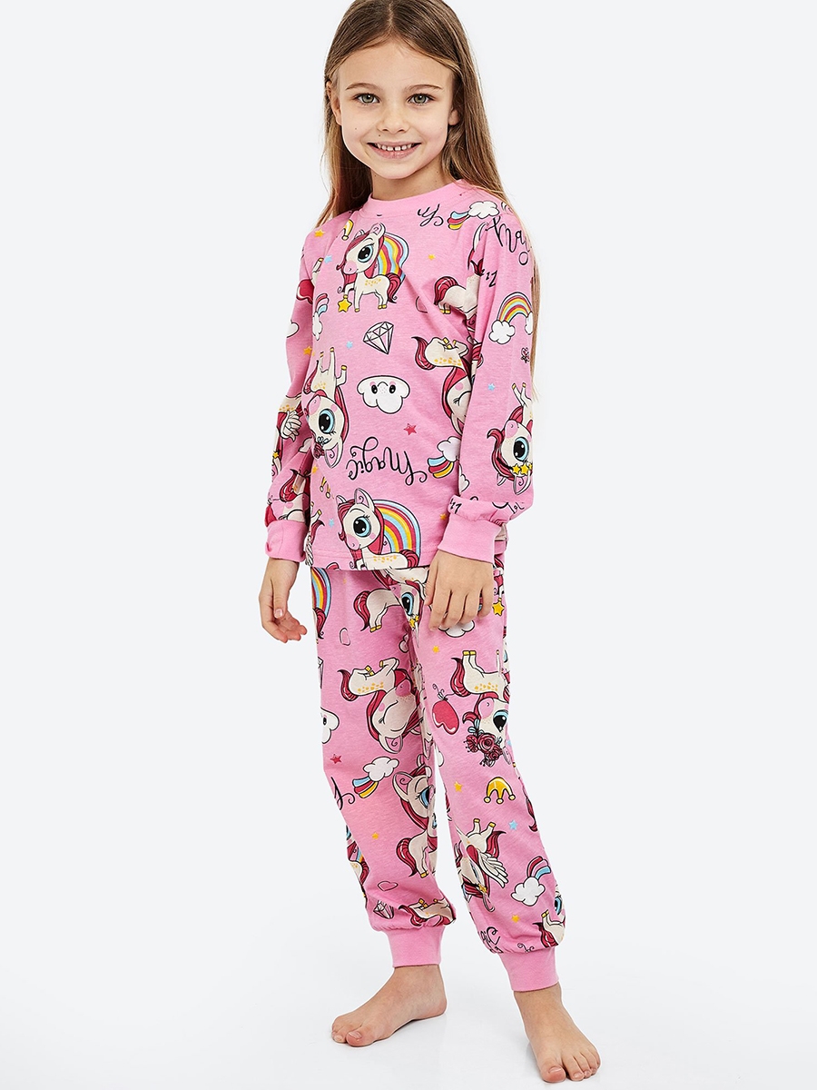 Пижама детская HappyFox HF00301, розовый, 98 kogankids пижама кофта с длинным рукавом и штаны