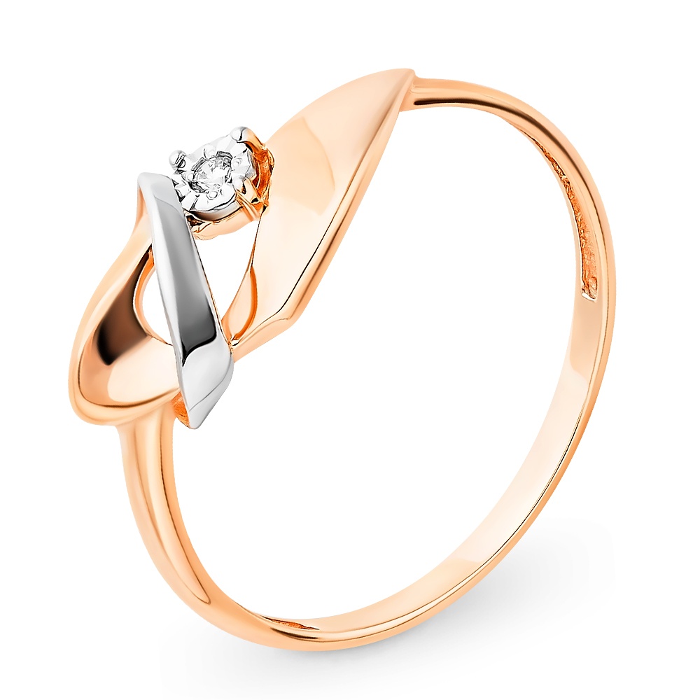 

Кольцо женское из красного золота с бриллиантом 585Gold 101014329, р, 101014329