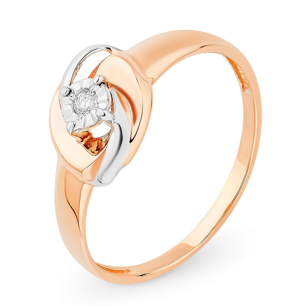 

Кольцо женское из красного золота с бриллиантом 585Gold 101014331, р, 101014331