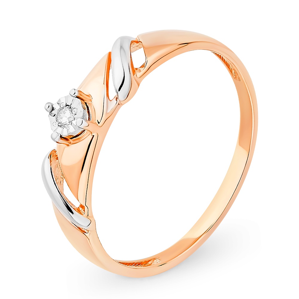 

Кольцо женское из красного золота с бриллиантом 585Gold 101014330, р, 101014330