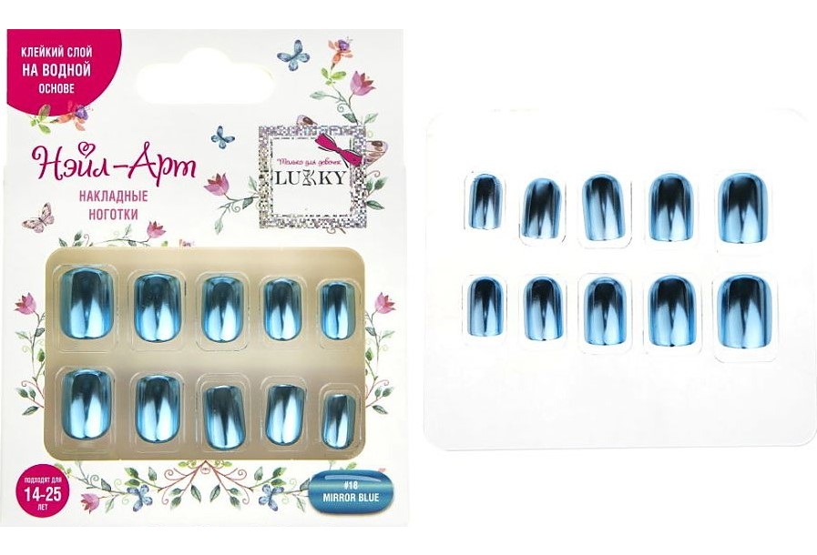 фото Набор накладных ногтей lukky нэйл-арт mirror blue