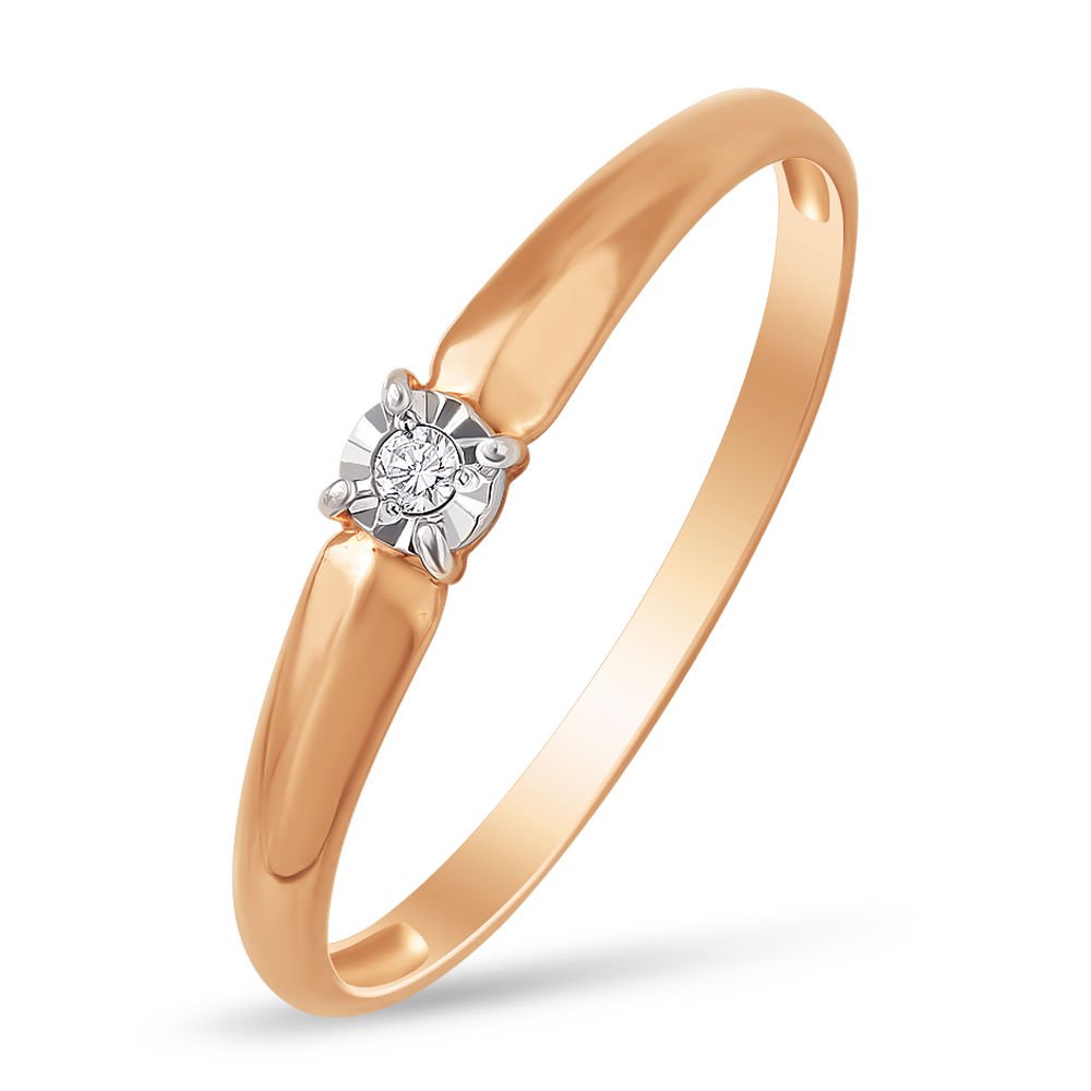 

Кольцо женское из красного золота с бриллиантом 585Gold 101013502, р, 101013502