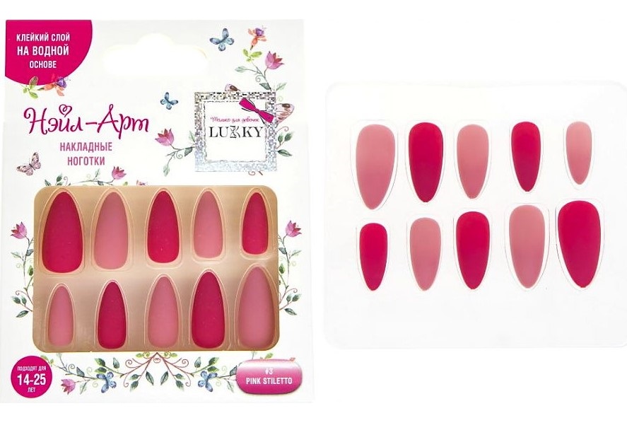 Набор накладных ногтей Lukky Нэйл-арт Pink Stiletto lukky накладные ногти love geometry