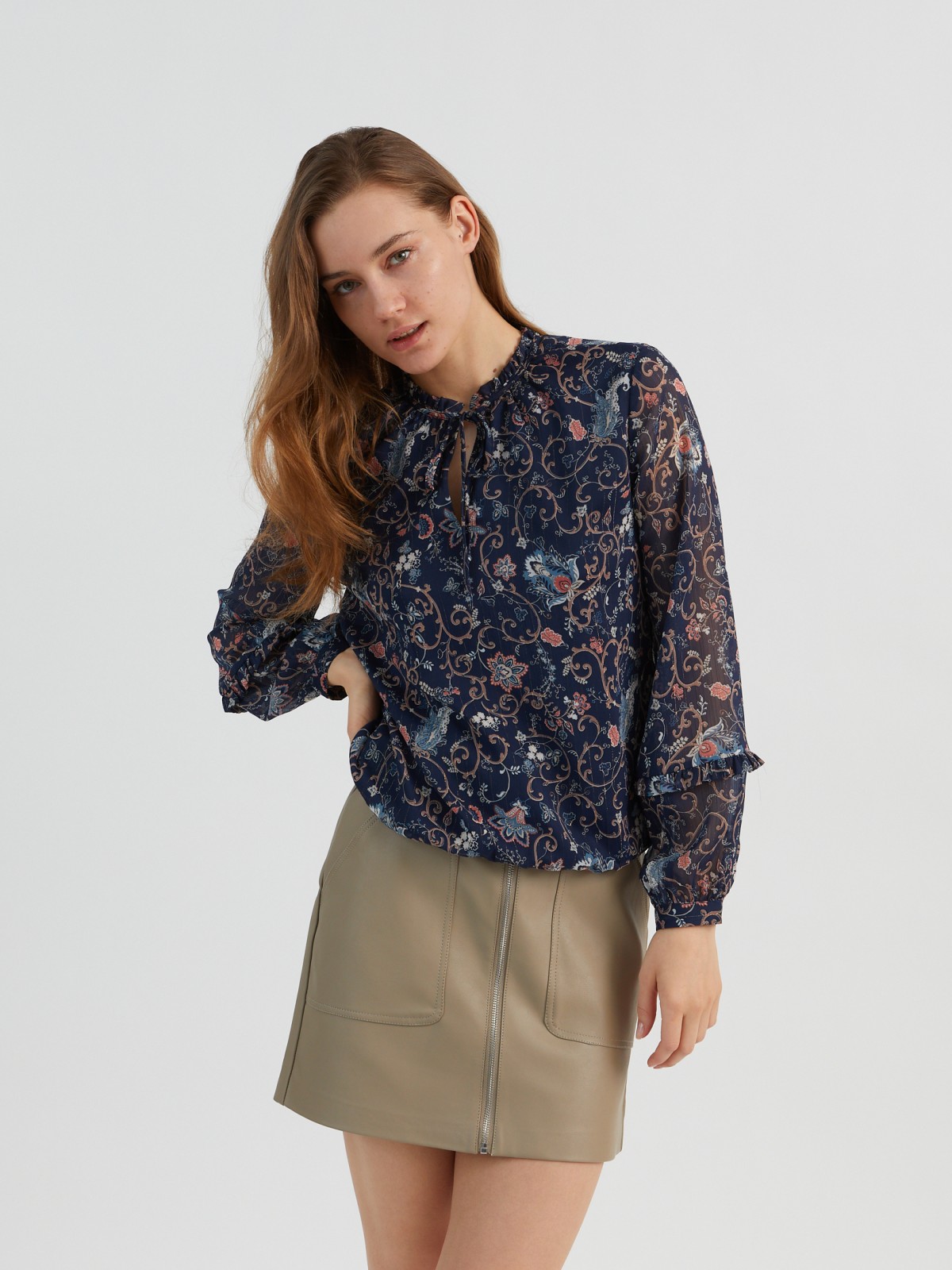 

Блузка с длинными рукавами Zolla, цвет Черный, размер S, 021321147193