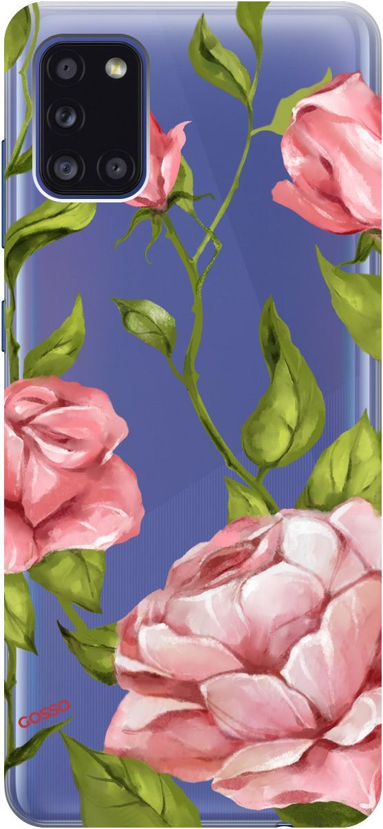 

Силиконовый чехол на Samsung Galaxy A31 "Amazing Roses" прозрачный, Прозрачный;белый, 189
