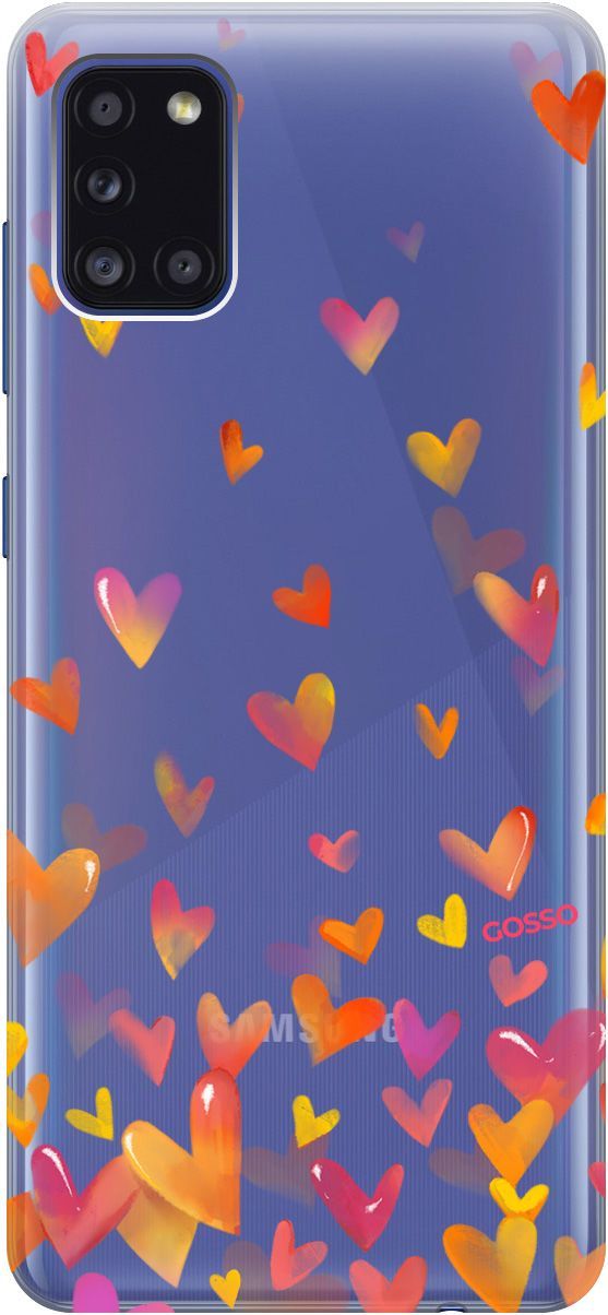 

Силиконовый чехол на Samsung Galaxy A31 "Flying Hearts" прозрачный, Прозрачный;желтый, 189