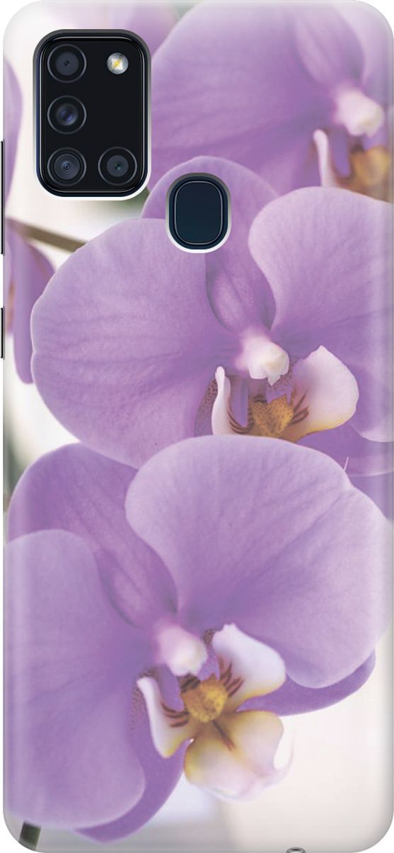 

Силиконовый чехол на Samsung Galaxy A21s "Сиреневые орхидеи", Фиолетовый;серый, 283