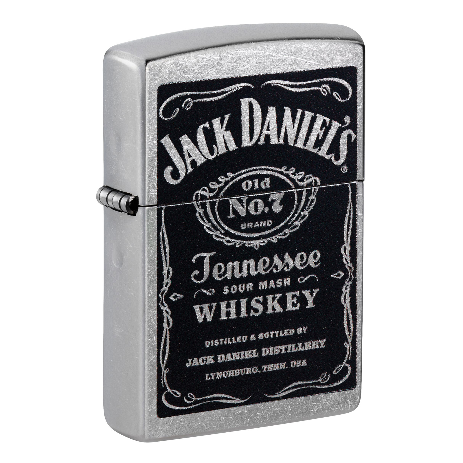 

Зажигалка бензиновая Zippo Jack Daniels с покрытием Street Chrome, Серебристый