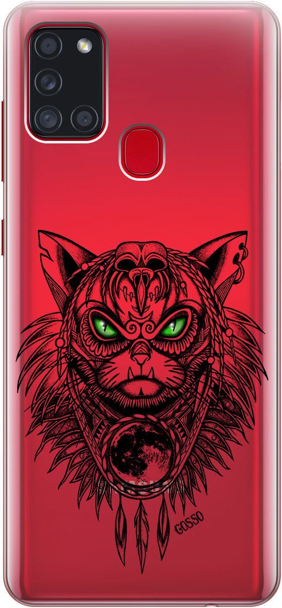 

Силиконовый чехол на Samsung Galaxy A21s "Shaman Cat" прозрачный, Прозрачный;черный, 104