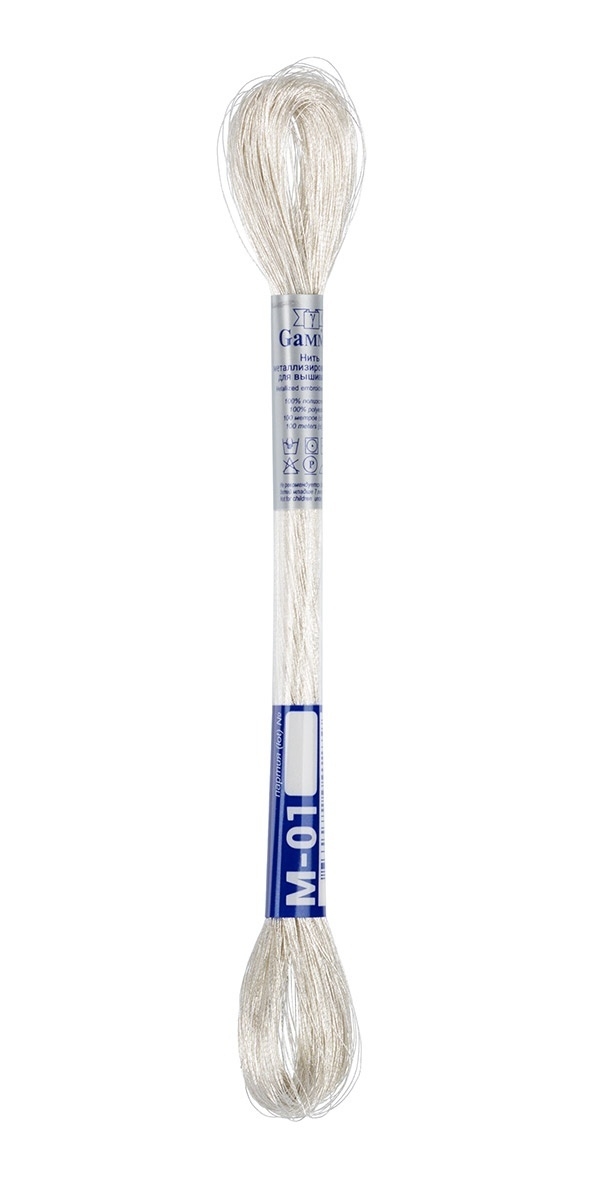 

Нитки Нитки Gamma металлизированные, металлик, 100% полиэстер, 12*100 м, М-01, серебро, Серебристый