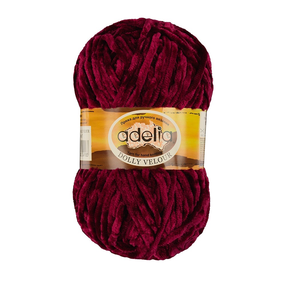 

Пряжа Adelia Dolly Velour №17 вишневый, Бордовый, Dolly Velour