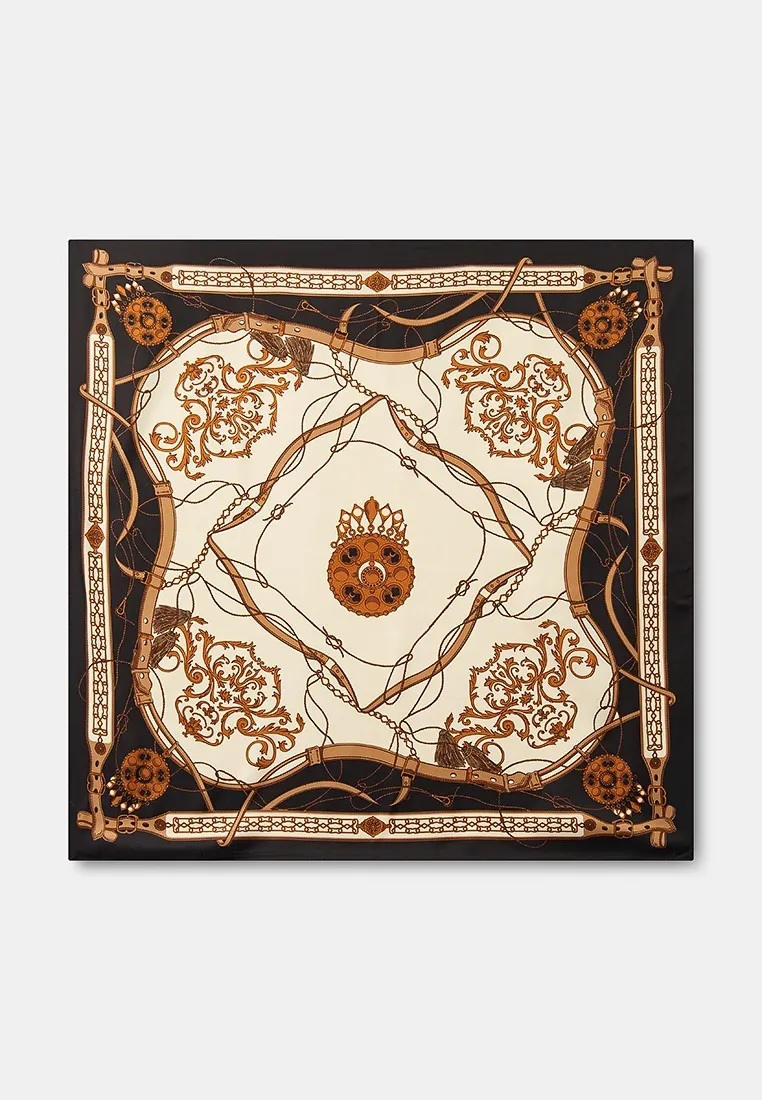 

Платок женский Rosedena scarvCY2427 черный, 90x90 см, Черный;бежевый, scarvCY2427