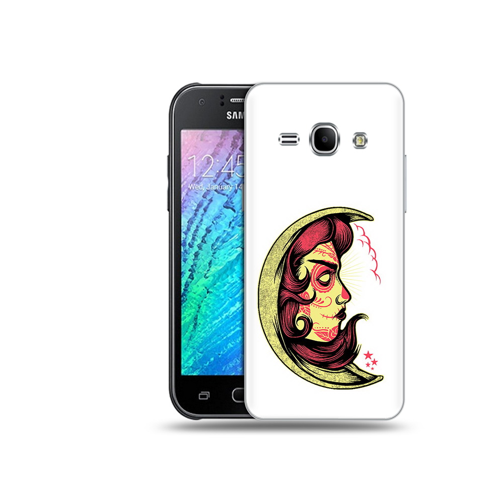 

Чехол MyPads Tocco для Samsung Galaxy J1 желтый полумесяц с лицом девушки, Прозрачный, Tocco